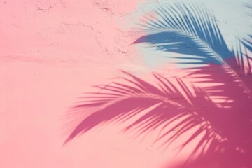 Fototapeta na wymiar Tropical Palm Shadow on Pastel Wall