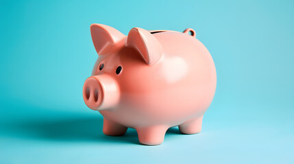 Pink piggy bank isolated on a solid background.
