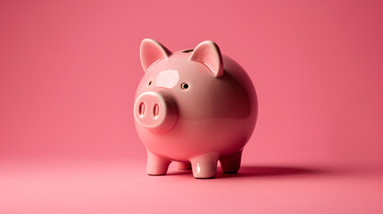 Pink piggy bank isolated on a solid background.