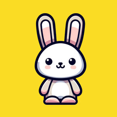 Obraz premium flat logo of vector cute rabbit cartoon vector icon illustration animal nature icon concept isolated premium