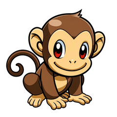 Fototapeta premium flat logo of vector cute monkey cartoon vector icon illustration animal nature icon concept isolated premium transparent background png