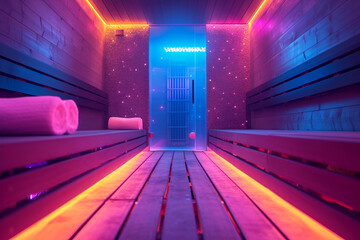 Interior of infrared sauna and spa concept.