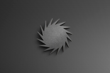 Fototapeta na wymiar 3D black stone logo design of waving sun on dark gradient color.