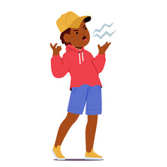 Fototapeta premium Furious Child Boy Unleashes Thunderous Cries, Face Contorted With Rage, As Decibels Rise Uncontrollably, Vector