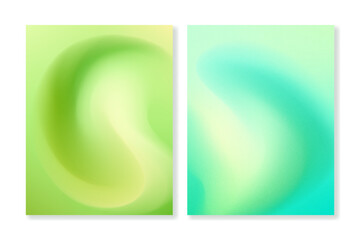 Set of 2 vector grainy gradient backgrounds in green colors. For covers, wallpapers, branding, social media and other projects. For web and print.