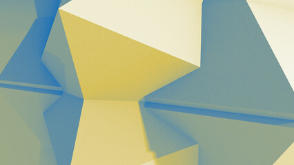 Simple polygon 3D background with light yellow and sky-blue coloring
