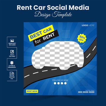 Rental car social media promotion & instagram post design template.
