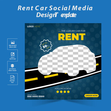 Rental car social media promotion & instagram post design template.