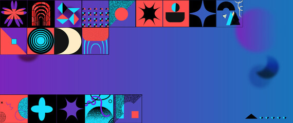 Modern, trendy Neo geometric, Op art, 90s inspired background, banner. Geometry abstract print design.