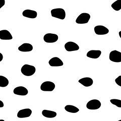 Simple Polka. Seamless Ink Polkadot. White Fluid Dot. Vector Dots. Black Animal Grunge. Dirty Skin. Irregular Shape Pattern Seamless Ink Texture. Speckle Print Blob. Isolated Fur Cheetah Inkblot.