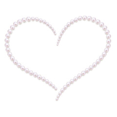 Pearls. Beads. Jewelry. Beautiful vector background. Pearl heart. Garland. Festive decoration.