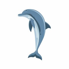 Obraz premium Blue dolphin cartoon illustration isolated on white background.