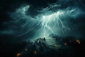 Aerial view of storm. natural disasters in nature. weather changes concept. - obrazy, fototapety, plakaty