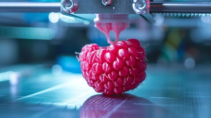 Food 3d printer printing a raspberry