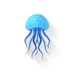 Sea jellyfish on white background illustration.