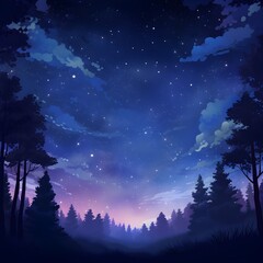 Fototapeta premium night landscape with moon and stars