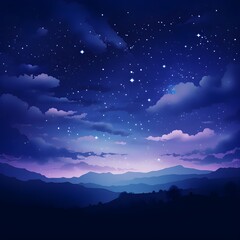 Fototapeta premium night landscape with moon and stars