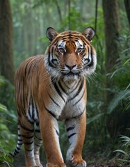 Fototapeta na wymiar Majestic tiger roaming through the lush forest