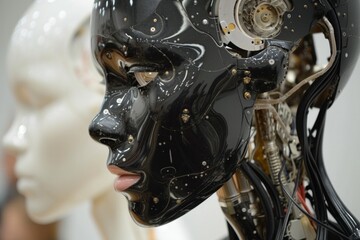 A robot collaborating with an artist to create a masterpiece, merging technology and creativity