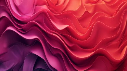 Abstract wavy background in pink and red tones with a smooth silk texture for design concepts,...