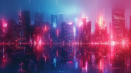 An abstract neon cityscape, capturing the essence of futuristic urbanization