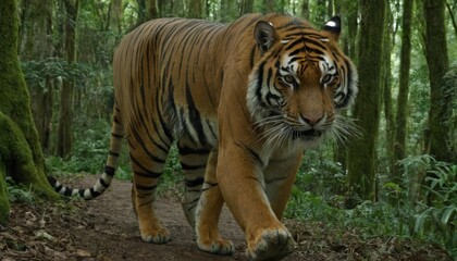 Obraz premium Majestic tiger roaming through the lush forest