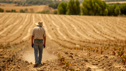 A farmer in Spain struggles with sun-scorched crops in the midst of a prolonged heatwave