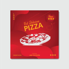 fast food social media post design, pizza, chees burger, delicious