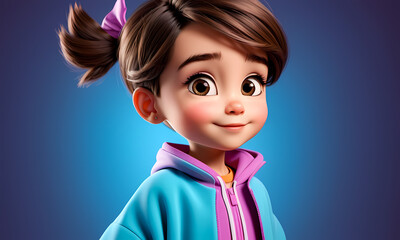 Cartoon 3d character, cartoon illustration , wallpaper for kids , cute cartoon character background