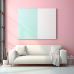 minimalistic modern interior in pastel colors - 728769580