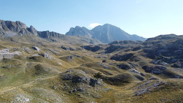 Aerial 4k drone video of amazing landscape in national park Durmitor, video of mountain Prutas