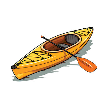 Kayak,simple,minimalism,flat color,vector illustration,thick outlined,white background