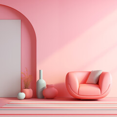 minimalistic modern interior in pastel colors - 728770545