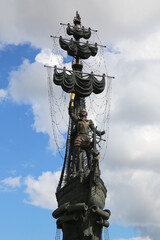 Fototapeta na wymiar Monument to Peter the Great on the Moscow River, Moscow, Russia