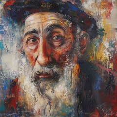 Jewish old man, oil painting, AI Generative