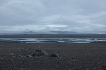 Iceland landscape on a cloudy summer day.