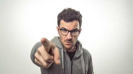Naklejka premium Angry man pointing finger