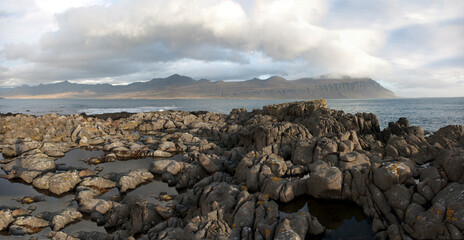 Iceland landscape on a cloudy summer day.