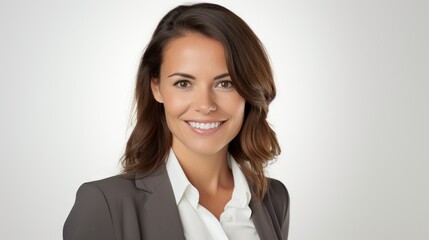 portrait of a businesswoman, smiling, dressed in brazer