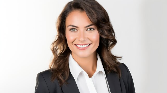 portrait of a businesswoman, smiling, dressed in brazer