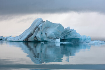 Iceland Ice lagoon on a cloudy summer day.