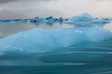 Iceland Ice lagoon on a cloudy summer day.