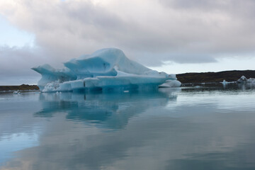 Iceland Ice lagoon on a cloudy summer day.