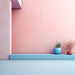 minimalistic modern interior in pastel colors - 728774139