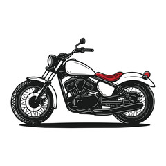 Motorcycle,simple,minimalism,flat color,vector illustration,thick outlined,white background