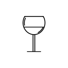 Wineglass on a white background in line style. Vector illustration in black and white
