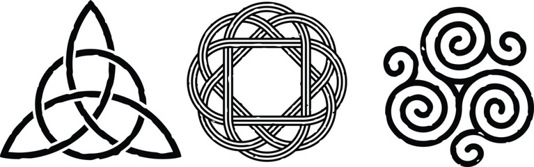 Grunge Celtic Symbols - Knot, Triskele, Triquetra