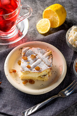 Homemade cheesecake with raisins