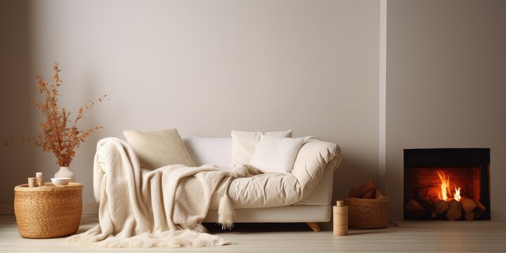 Cozy minimalist interior design photographed with warmth.