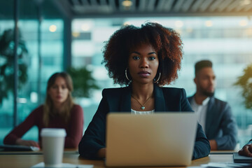 woman working on laptop in office